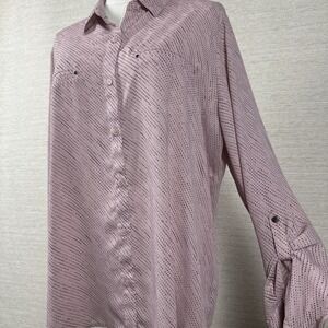 Apt. 9 Pink Chiffon Blouse Oversized Button Up Lightweight Boho Top XXL